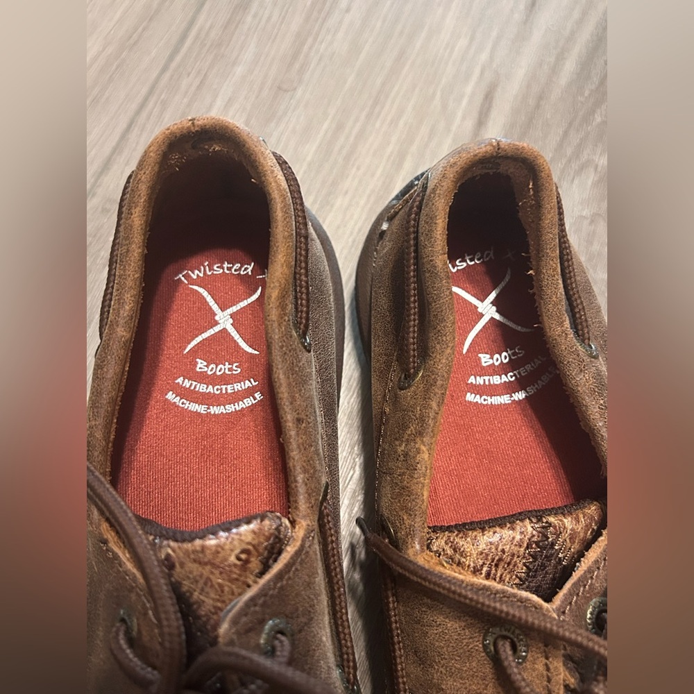 Twisted X Driving Moccasins Oil Saddle Ostrich/Bomber Ostrich Size 6.5M Lace Up - Picture 4 of 10